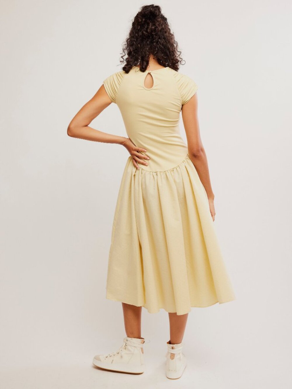 FREE PEOPLE Afternoon Elegance Midi Dress / Khaki Chino - Picture 3 of 8